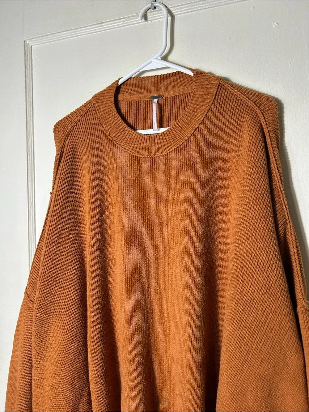 Free people orange brown easy street slouchy oversized sweater womens L